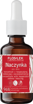 Flos-Lek Naczynka, koncentrat z hesperydyną, redukujący zaczerwienienia, brązowa butelka, widok z przodu.