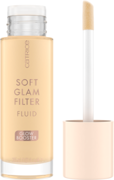 Catrice Soft Glam Filter Fluid 010 Fair Light, beżowy rozświetlający fluid do twarzy z aplikatorem.