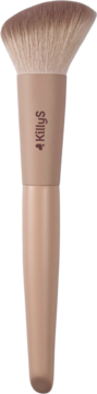 KillyS Nude Matte pędzel do różu i bronzera z beżową matową rączką i puszystym, miękkim włosiem. Widok z przodu.