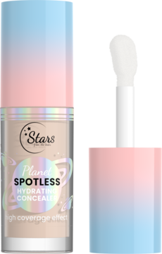 Korektor Stars Planet Spotless Hydrating Concealer w butelce z różowo-niebieskim gradientem, widok otwarty.