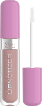Błyszczyk Stars from the Stars Lipnotizer, otwarty, z różową zakrętką i beżowym płynem, widoczny aplikator.