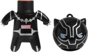 Balsam do ust Marvel Czarna Pantera, czarna figurka-brelok oraz osobny brelok-głowa, T'Challa Tangerine.