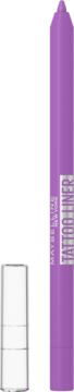 Automatyczna kredka do oczu Maybelline Tattoo Liner 801 Purple Pop, intensywny fiolet, pionowo ze zdjętą skuwką.