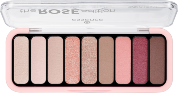 Otwarta paleta cieni Essence The Rose Edition, 9 matowych i perłowych odcieni nude i różu do dziennego makijażu.