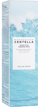 SKIN1004 Madagascar Centella Hyalu-Cica Sleeping Pack. Jasnoniebieskie opakowanie z falistym wzorem, widok z przodu.