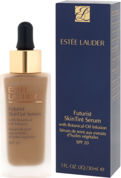 Estée Lauder Futurist SkinTint Serum, podkład z dropperem w matowej butelce i granatowym pudełku, SPF 20.