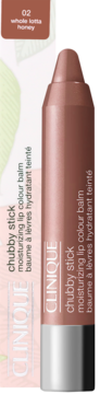 Clinique Chubby Stick 02 Whole Lotta Honey, brązowo-nude, nawilżający balsam do ust w formie kredki, widok z przodu.