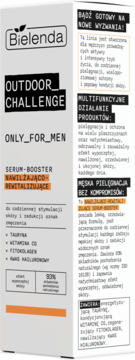 Bielenda Outdoor Challenge, serum-booster nawilżające dla mężczyzn, białe opakowanie, 93% nat. składników, front.