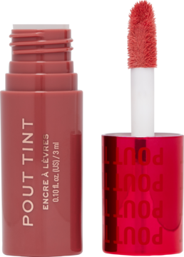Otwarty Revolution Pout Tint Nude Dreams, brzoskwiniowa tubka i aplikator z koralowym błyszczykiem.