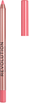 Konturówka Revolution Satin Kiss Cupcake Pink i pasująca pomadka, oba pionowo na jasnym tle.