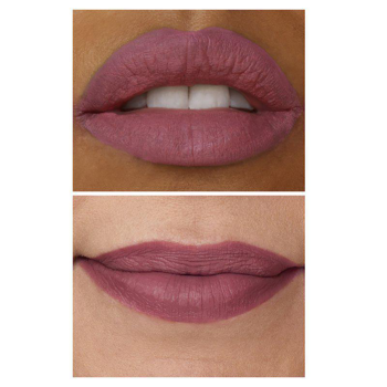 Dwa zbliżenia na usta z półmatową pomadką IsaDora Velvet Comfort #56 Mauve Pink, intensywny, długotrwały kolor.