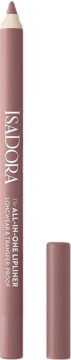 Beżowa konturówka do ust IsaDora All-in-One Lip Liner Bare Beige, pionowo, z widoczną nakrętką obok.