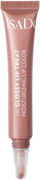 IsaDora Glossy Lip Treat Moisturizing Lip Color w różowej tubce, z przezroczystym aplikatorem.