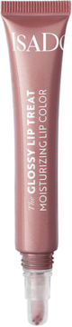 IsaDora Glossy Lip Treat 63 Rooibos Blush, nawilżający błyszczyk w różowej tubce z odkrytą końcówką.
