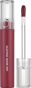 Błyszczyk do ust Rom&nd Glasting Water Tint 05 Rose Splash. Bordowy, z butelką i aplikatorem.