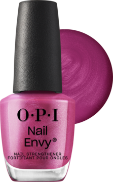 OPI Nail Envy Magenta Pink odżywka wzmacniająca do paznokci ze swatchem w tym samym, perłowym odcieniu.