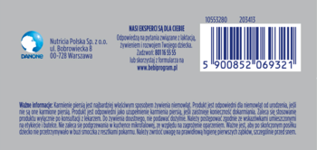 Tył szarego opakowania Bebilon PROfutura DUOBIOTIK 1, mleko początkowe w płynie, z polskim tekstem i kodem kreskowym.