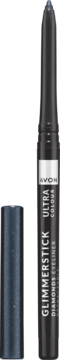 Avon Glimmerstick Diamonds Eyeliner, granatowa z brokatem, otwarta, z widoczną błyszczącą końcówką.