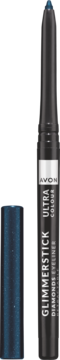 Avon Glimmerstick Diamonds Eyeliner, granatowa kredka z brokatem, z otwartą skuwką, widok z przodu.