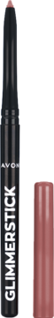 Avon Glimmerstick konturówka do ust w odcieniu mauve, z czarną obudową i zdjętą skuwką, pionowo.