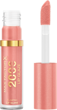 Max Factor 2000 Calorie Lip Glaze, nawilżający błyszczyk powiększający usta, peachy-różowy, z aplikatorem.