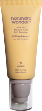 Haruharu Wonder Black Rice Daily Sunscreen SPF50+/PA++++ w beżowej tubce z pompką, widok z przodu.