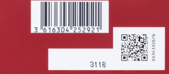 Etykieta Boss Alive z kodem kreskowym i QR, numery 3118 i 903455 na czerwonym tle opakowania.