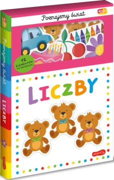 Kolorowy zestaw edukacyjny "Liczby" z serii "Poznajemy Świat". Pudełko z misiami i 12 puzzlami.