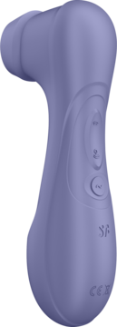 Lawendowy Satisfyer Pro 2 Gen 3 o matowym wykończeniu, widok z boku z ergonomicznym kształtem i przyciskami.