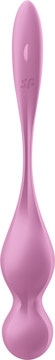 Różowa kulka Kegla Satisfyer Love Birds 1, matowa, gładka, w kształcie klepsydry, pionowy widok.