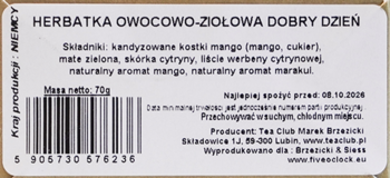 FIVE O'CLOCK ,herbata owocowo-ziołowa, Dobry Dzień,dół