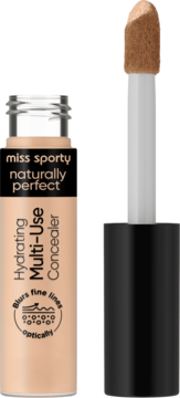 Miss Sporty Naturally Perfect Hydrating Multi-Use Concealer, beżowy. Otwarty, z widocznym aplikatorem z gąbką.