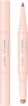 Pupa Milano Vamp! Creamy Duo Light Rose, kremowa pomadka i konturówka w sztyfcie, pastelowy róż, widok z przodu.