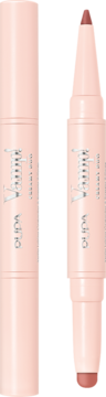 Dwa różowe Pupa Vamp! Creamy Duo Peach Nude, konturówka i pomadka w sztyfcie, jeden otwarty.