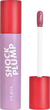 Pupa Milano Shock Plump błyszczyk powiększający, odcień Cherry Cola, widok otwartej tubki z aplikatorem.
