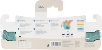 Tył biało-zielonego opakowania antyperspirantu Dr. L z instrukcjami, grafiką i kodem kreskowym.