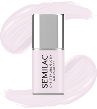 Semilac One Step 3in1 Glossy Base Color Top, brzoskwiniowo-różowy lakier hybrydowy w butelce, widok z przodu.