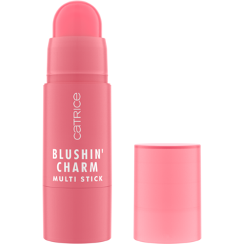 Catrice Blushin' Charm Multi Stick, różowy, multifunkcyjny róż w sztyfcie, otwarty, widok z przodu.