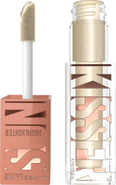 Maybelline Sunkisser płynny rozświetlacz Star Studded w złocie, aplikator wyjęty z butelki.
