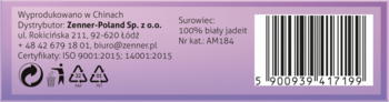 Tył fioletowego opakowania masażera BODY GUA SHA Ewa Schmitt AM184, z tekstem o surowcu i recyklingu.