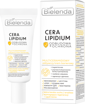 Bielenda Cera Lipidium multiceramidowy krem barierowy, biała tuba i kartonik, widok z przodu.