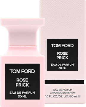 Różowy flakon i pudełko Tom Ford Rose Prick Eau de Parfum 30ml, widok z przodu.