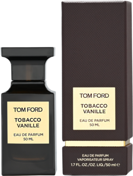 Tom Ford Tobacco Vanille 50ml, unisex woda perfumowana w ciemnej butelce i pudełku z beżową etykietą.