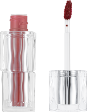 Tint do ust TIRTIR Waterism Glow Tint Merry Coral. Przezroczysta butelka i aplikator z końcówką z produktem.