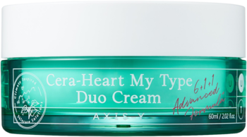 Axis-Y Cera-Heart My Type Duo Cream, zielony słoiczek z białym wieczkiem, podwójny krem nawilżający do stref T i U.