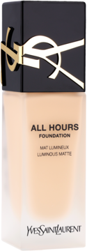 Yves Saint Laurent All Hours Foundation LC3 luminous matte w beżowej, matowej butelce z czarną nakrętką i złotym logo YSL