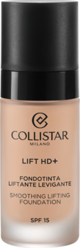 Collistar Lift HD+ podkład liftingujący SPF 15, beżowa butelka z czarną nakrętką, widok z przodu.
