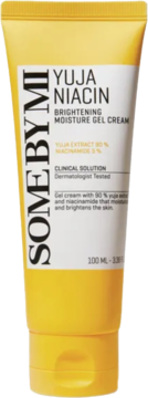 Żółta tubka żelu-kremu Some By Mi Yuja Niacin Brightening Moisture Gel Cream 100ml. Rozjaśnia skórę.