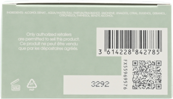 Tył jasnozielonego opakowania Chloé Eau de Parfum Naturelle, z widocznym kodem kreskowym, QR code, składnikami i ostrzeżeniem.