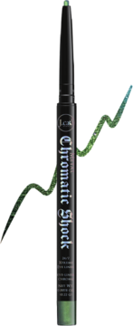 Automatyczna kredka J.Cat Chromatic Shock 24/7 Xtreme Eye Liner 108 Glimmer Glow, zielona, widok z przodu.
